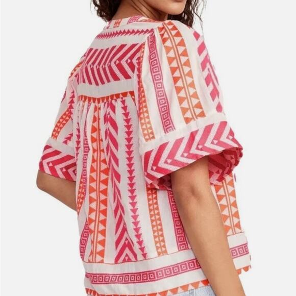 Old Navy Pink and Orange Geometric Blouse Size XXL - Picture 2 of 10